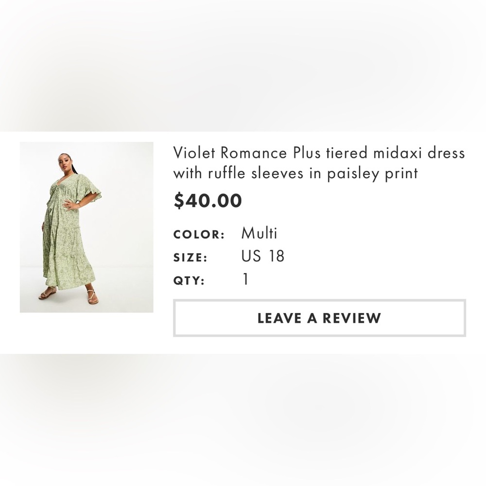 ASOS x Violet Romance Plus midaxi dress with ruffle sleeves in paisley print - Picture 5 of 6